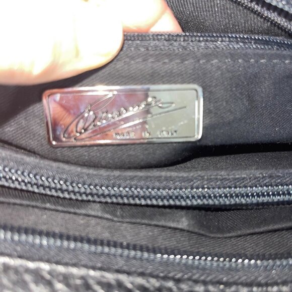 Womens Shoulder HandBag Brown Cowhide Hair Croc Embossed Leather Made In Italy - Picture 14 of 16